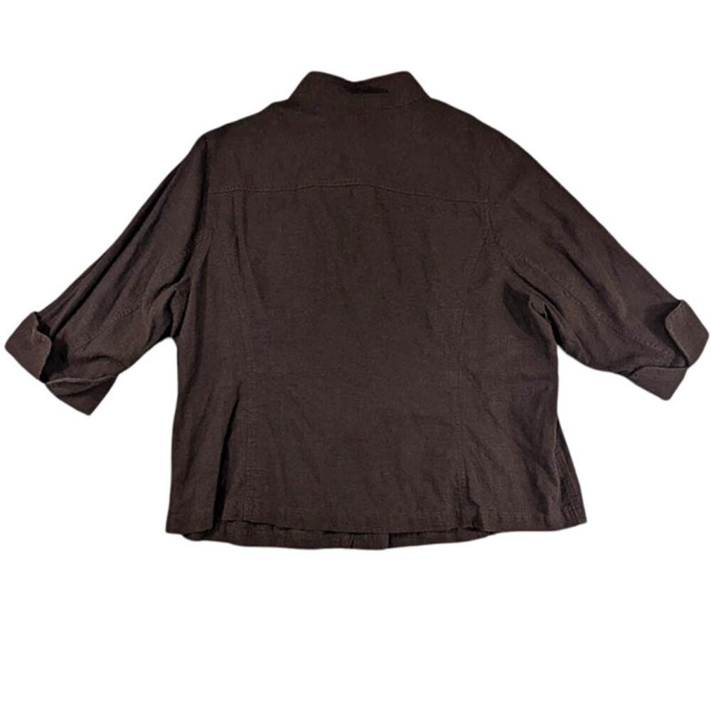 CJ Banks Top Womens 2X Brown Linen Shacket Career Capsule Minimalist Utility - Picture 2 of 13